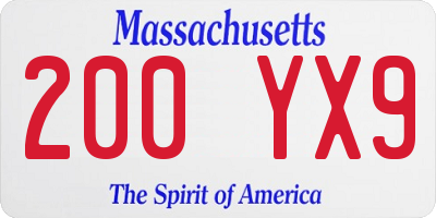 MA license plate 200YX9
