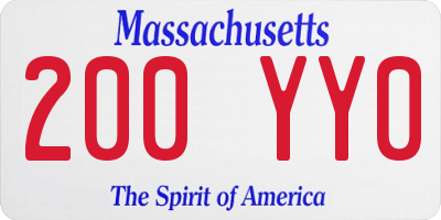 MA license plate 200YY0