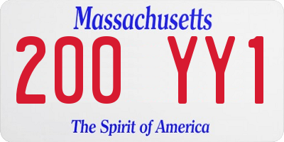 MA license plate 200YY1