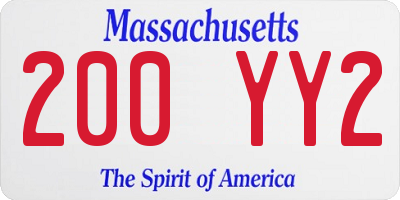 MA license plate 200YY2