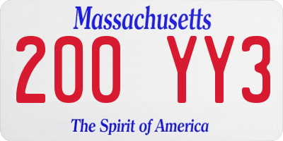 MA license plate 200YY3