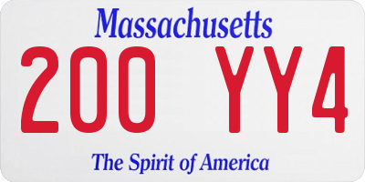 MA license plate 200YY4