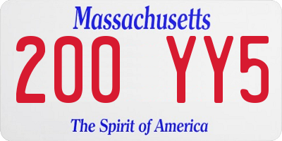 MA license plate 200YY5