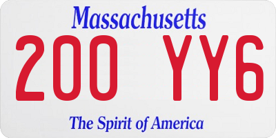 MA license plate 200YY6