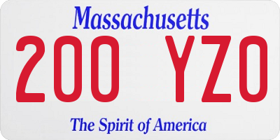 MA license plate 200YZ0