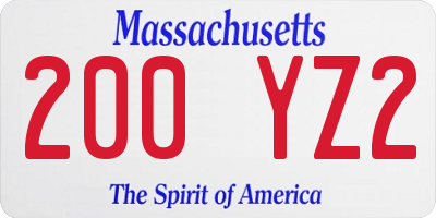 MA license plate 200YZ2