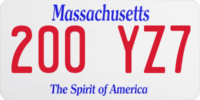 MA license plate 200YZ7
