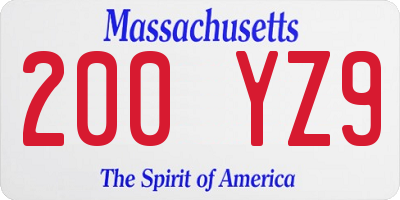 MA license plate 200YZ9