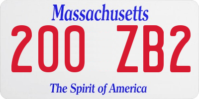 MA license plate 200ZB2
