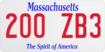 MA license plate 200ZB3