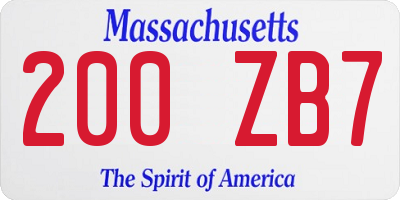MA license plate 200ZB7
