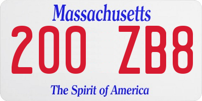 MA license plate 200ZB8