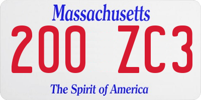 MA license plate 200ZC3