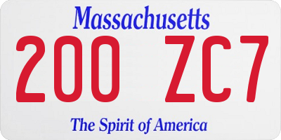 MA license plate 200ZC7