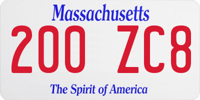 MA license plate 200ZC8
