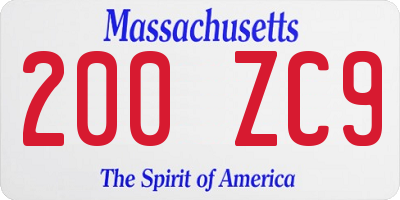 MA license plate 200ZC9