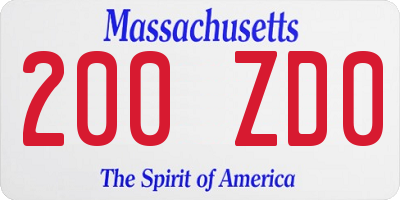 MA license plate 200ZD0