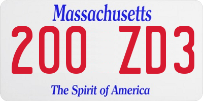 MA license plate 200ZD3