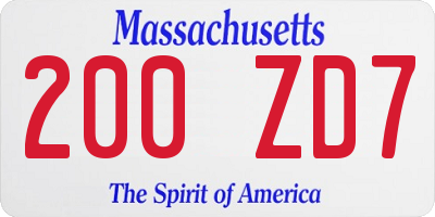 MA license plate 200ZD7