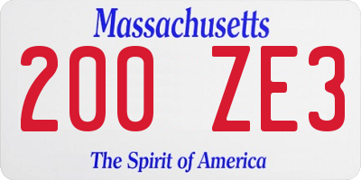 MA license plate 200ZE3
