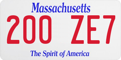 MA license plate 200ZE7