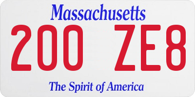 MA license plate 200ZE8