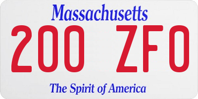 MA license plate 200ZF0