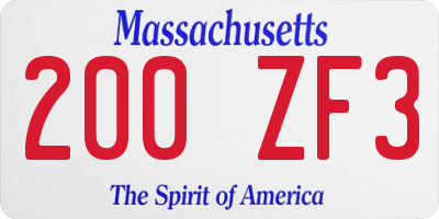 MA license plate 200ZF3