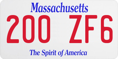 MA license plate 200ZF6