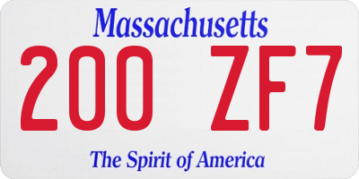 MA license plate 200ZF7