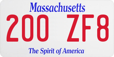 MA license plate 200ZF8