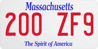 MA license plate 200ZF9