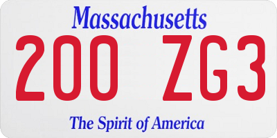 MA license plate 200ZG3