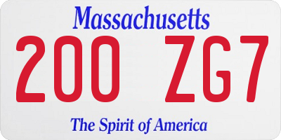 MA license plate 200ZG7