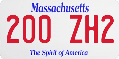 MA license plate 200ZH2
