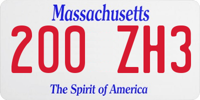 MA license plate 200ZH3