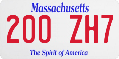 MA license plate 200ZH7