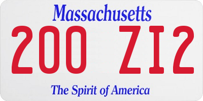 MA license plate 200ZI2