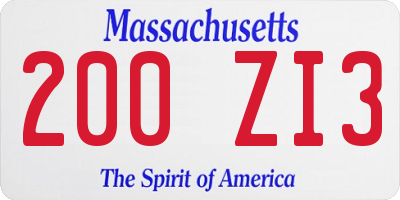 MA license plate 200ZI3