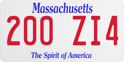 MA license plate 200ZI4