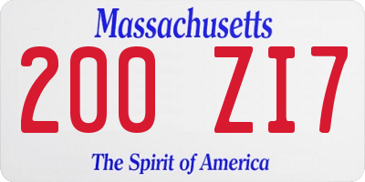 MA license plate 200ZI7