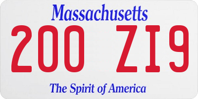 MA license plate 200ZI9