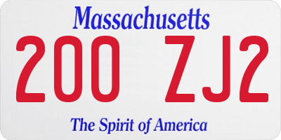 MA license plate 200ZJ2