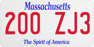 MA license plate 200ZJ3
