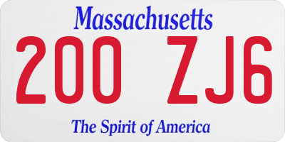 MA license plate 200ZJ6
