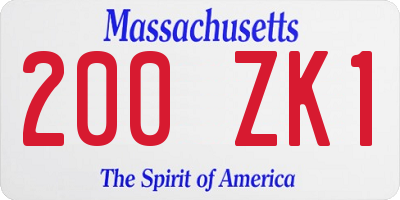 MA license plate 200ZK1
