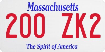 MA license plate 200ZK2