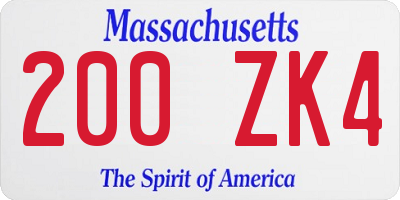 MA license plate 200ZK4