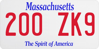 MA license plate 200ZK9
