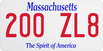 MA license plate 200ZL8